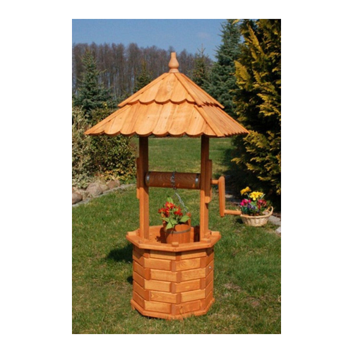 Bild von Gartenfigur Holzbrunnen 120 cm – Eine stilvolle Bereicherung für Ihren Garten
