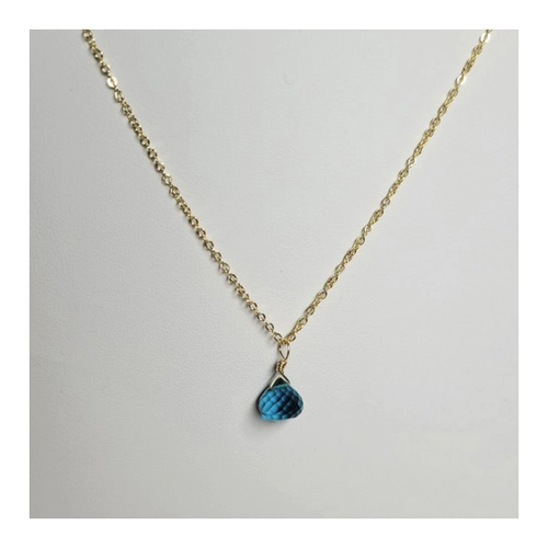 Bild von GOLDEN Kette mit Anhänger - Zarte Goldkette mit blauem Edelstein