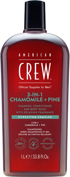 Bild von AMERICAN CREW – 3-in-1 Chamomile & Pine Shampoo, Conditioner & Body Wash, 1000ml, Pflegeshampoo und Duschgel für Männer, Produkt für die tägliche Reinigung von Körper und Haar