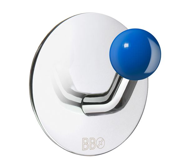 Bild von Smedbo Design Haken Edelstahl poliert Knopf blau BK1086