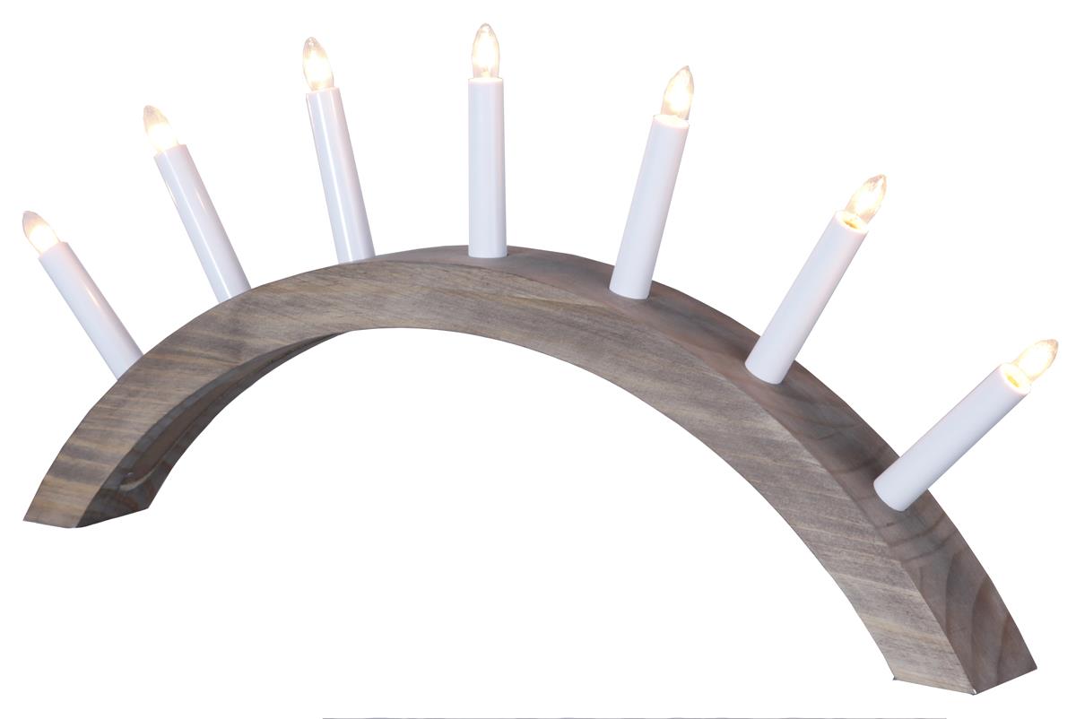 Bild von Lichterbogen "Aura" - 7 warmweiße Glühlampen - L: 58cm, H: 29cm - Holz - Schalter - Braun