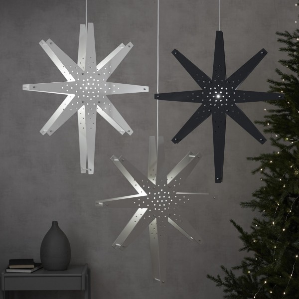 Bild von STAR TRADING LED Stern Holzstern Weihnachtsstern Leuchtstern hängend 60cm mit Kabel creme