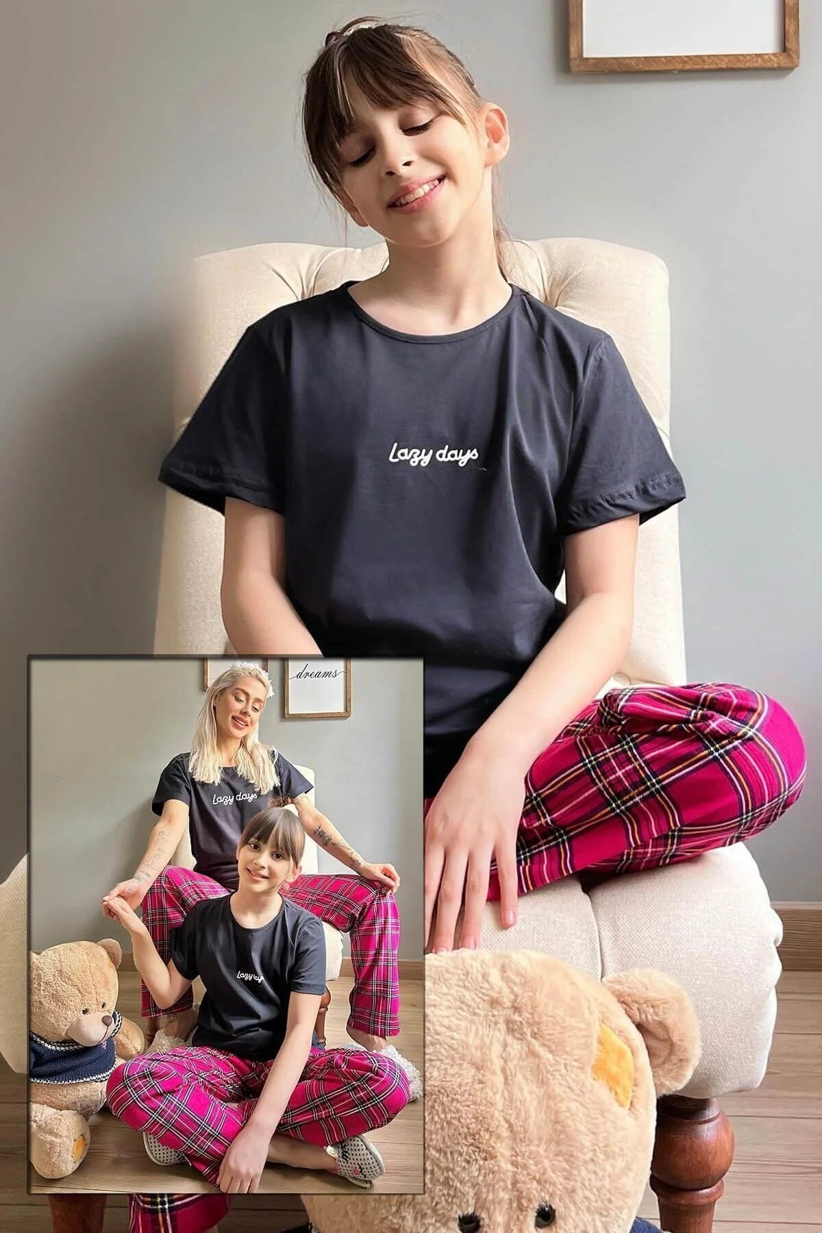Bild von Pijamaevi Lazy Days Kurzarm-mutter-tochter-familien-pyjama-set Für Kinder für Damen - 4–5 Jahre