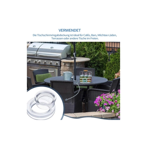 Bild von Refttenw Schirmständer 4 Set Tischschirm Lochring und Kappen-Set, Silikon Transparent