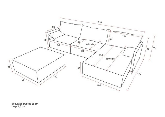 Bild von Fun Möbel Ecksofa HUNTER Ottomane Rechts oder Links inkl. Schlaffunktion, wahlweise mit oder ohne Couchhocker
