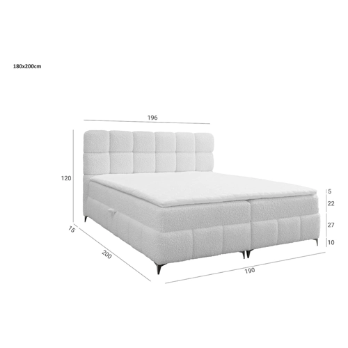 Bild von Fun Möbel Boxspringbett Schlafzimmerbett Sophie Stoff Salvador (Beige, 180x200 cm)