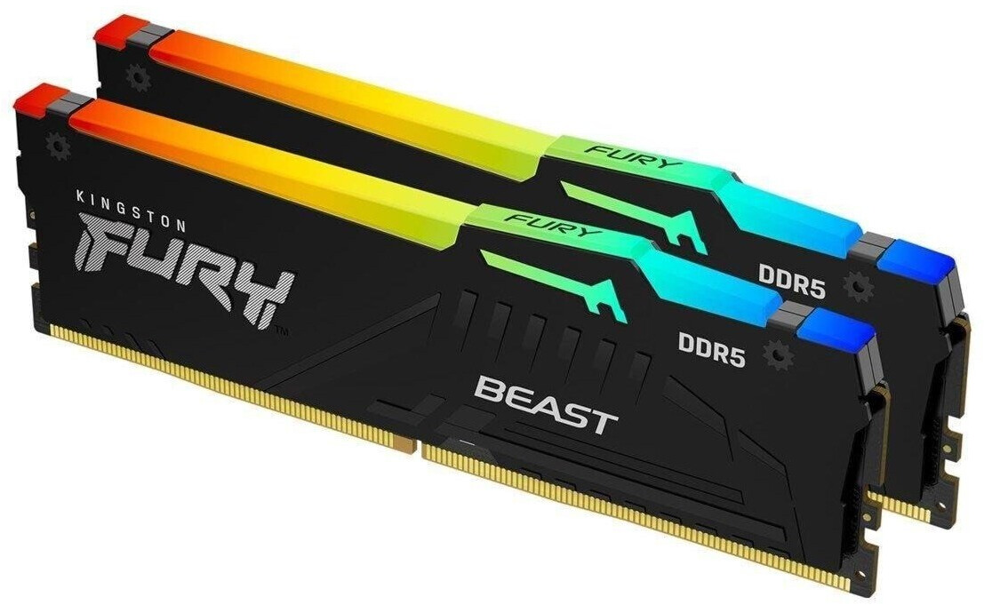 Bild von Kingston FURY Beast RGB - DDR5 - Kit - 64 GB: 2 x 32 GB - DIMM 288-PIN - 6000 MHz / PC5-48000 - CL30 - 1.4 V - ungepuffert - on-die ECC - Schwarz (KF560C30BBAK2-64)