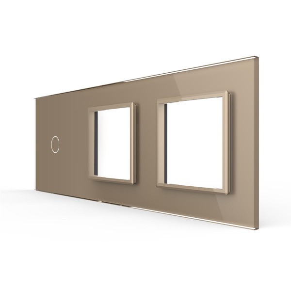 Bild von 3-fache Blende 1 Touch-Schalter + 2 Module VL-C7-C1-SR-SR-13 Gold LIVOLO