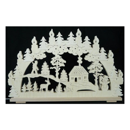 Bild von Lichterbogen Schwibbogen mit Schneemann Haus und Beleuchtung BxHxT 70x45x7cm