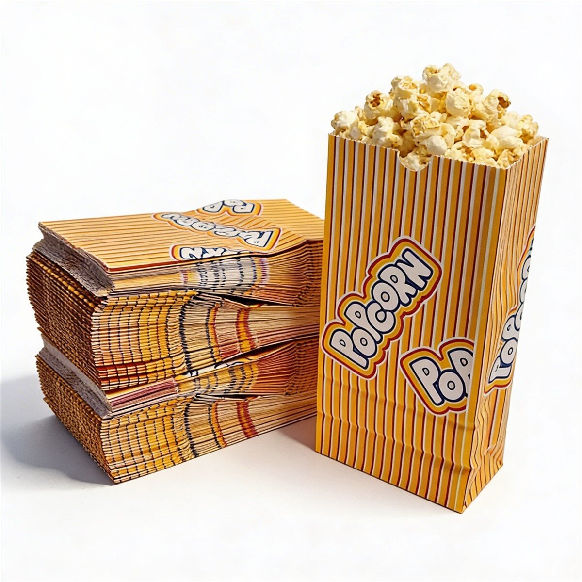 Bild von Warmhalte Popcornbeutel 10,5 x 6 x 17 cm 1 Liter / 50 g, 100 Stk klassisches Popcorn Motiv recyclebar