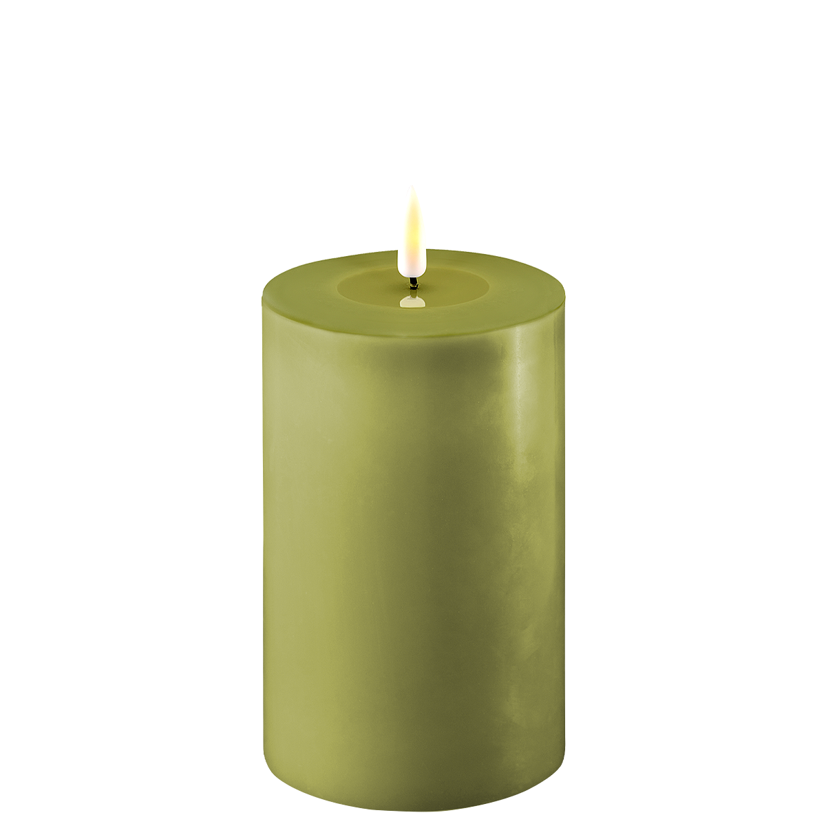 Bild von LED Stumpenkerze Real Flame olive, Ø10 x H15cm, olive