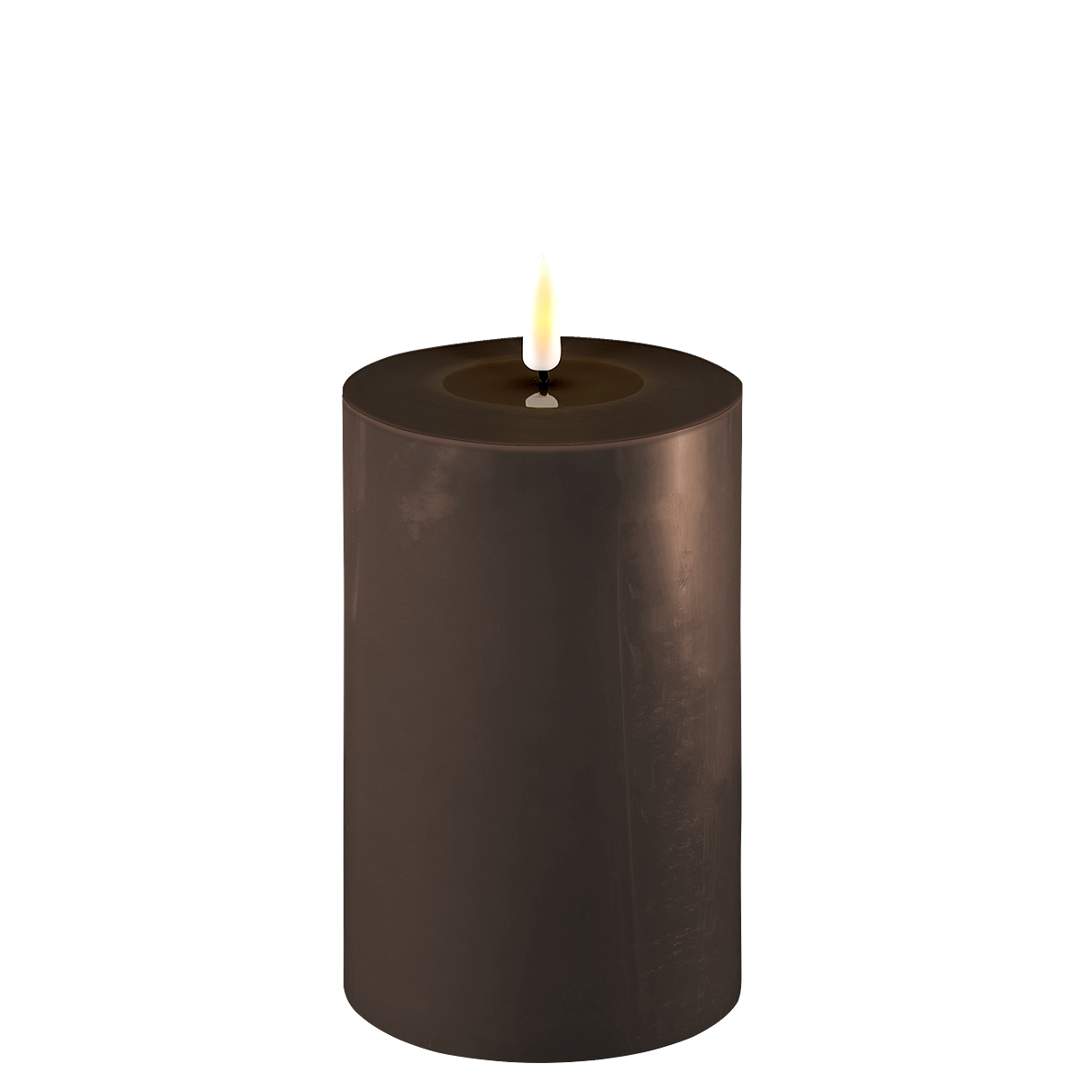 Bild von LED Stumpenkerze Real Flame mokka, Ø10 x H15cm, mokka
