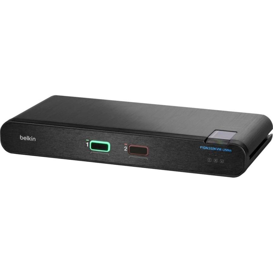 Bild von Belkin F1DN202KVM-UNN4, 3840 x 2160 Pixel, 4K Ultra HD, Rack-Einbau, Schwarz, KVM Switch, Schwarz
