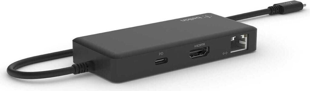 Bild von Belkin 5-in-1 Multiport-Hub-Adapter, optimiert für Chromebook mit 4K bei 60 HZ, HDMI-Port, USB-C, 86 W Power Delivery, Gigabit-Ethernet, 2 USB-A 3.1-Ports, 1. Gen., klein, tragbar, kompaktes Format