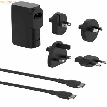Bild von Belkin BoostCharge - Power Bank / Stromadapter - 5000 mAh - 25 Watt - Fast Charge, PD 3.0 - 2 Ausgabeanschlussstellen (USB, 24 pin USB-C) - Schwarz (BPZ003BT1MBK-B6)