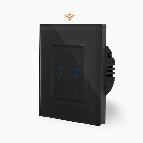 Bild von Glas 2-facher WLAN Lichtschalter Touch Schwarz LXBG1/P-PWM2-12 POINT