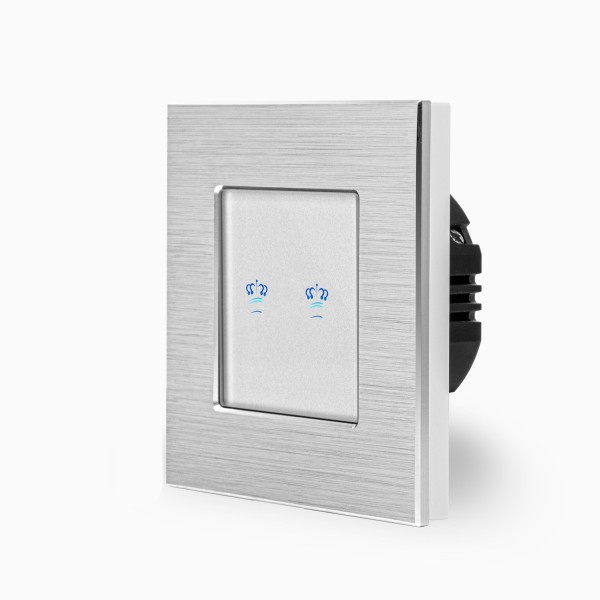 Bild von Alu 2-facher Lichtschalter Touch Weiß LXBG1/K-702-11 KRONE