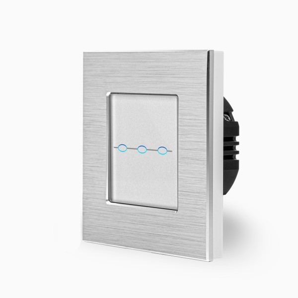 Bild von Alu 3-facher Lichtschalter Touch Silber/Weiß LXBA1/703-11 LUXUS-TIME