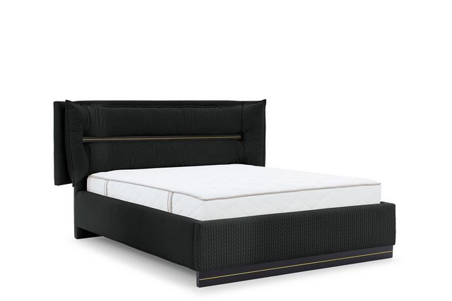 Bild von Fun Möbel Polsterbett Schlafzimmerbett HAMILTON Stoff Magic Velvet (mit Bettkasten, mit oder ohne Matratze), Gepolstertes Kopfteil
