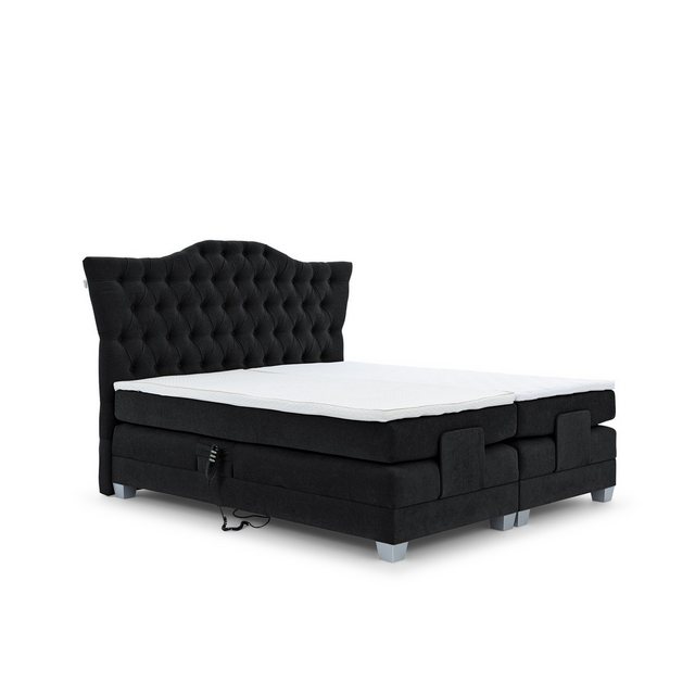 Bild von Fun Möbel Boxspringbett Schlafzimmerbett FAUSTO Elektrisch in Stoff Wind (inkl. Viscoschaumtopper), Matratzen elektrisch verstellbar