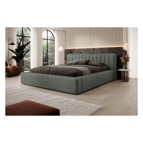 Bild von Polsterbett Doppelbett PEORIA Komplettset 140x200cm in Stoff Macau Forest