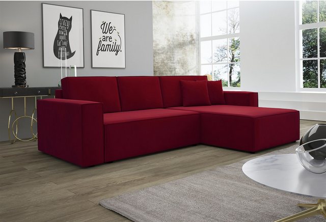 Bild von Fun Möbel Ecksofa Schlafsofa Sofa CONOR PREMIUM Stoff oder Kunstleder, inkl. 3 Rücken- 2 Zierkissen, inkl. Schlaffunktion mit Bettkasten