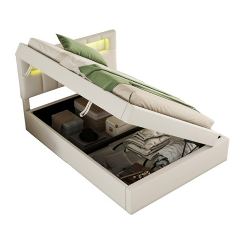 Bild von TavilaEcon Polsterbett Stauraumbett mit LED-Ambiente-Beleuchtung