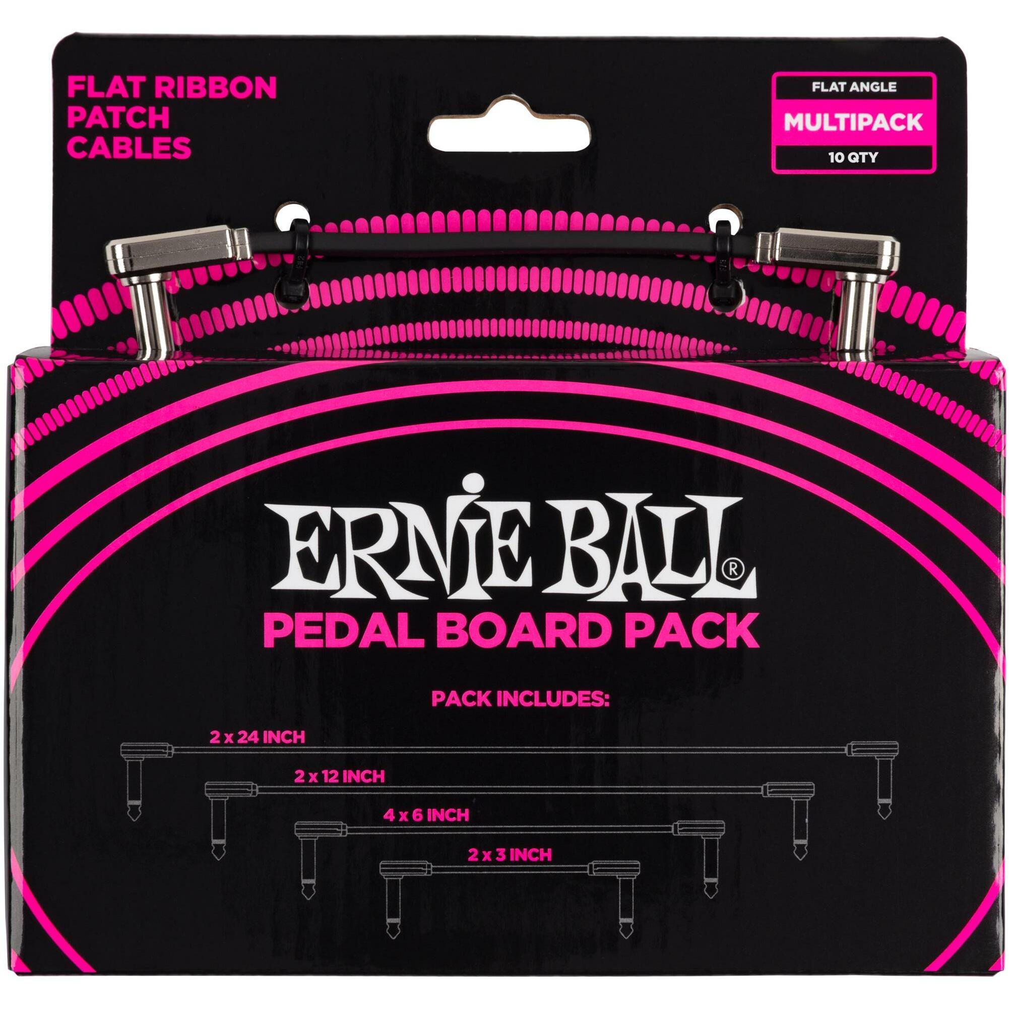 Bild von Ernie Ball Ball 6224 Flat Ribbon Patch Cables Pedal Board Pack (diverse lengtes) (0.69 m), Audio Kabel