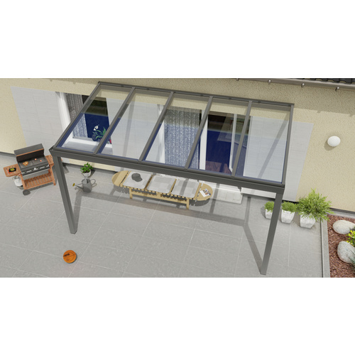 Bild von GARDENDREAMS Terrassenüberdachung »Expert«, BxT: 400 x 300 cm, grau / RAL9007, Glasdach