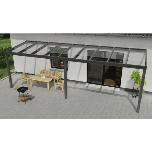 Bild von GARDENDREAMS Terrassenüberdachung »Expert«, BxT: 700 x 200 cm, anthrazit / RAL7016, Glasdach - grau