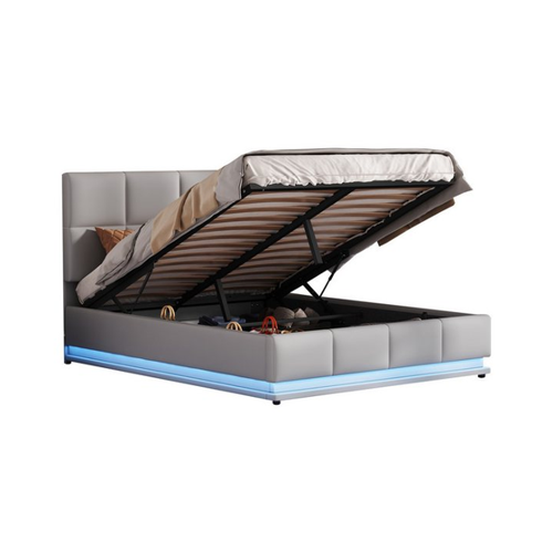 Bild von Ulife Polsterbett mit LED Beleuchtung und hydraulisch anhebbarer Bettstauraum