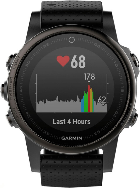 Bild von Garmin fenix 5S 42mm Bluetooth Silikonarmband schwarz Edelstahlgehäuse schwarz