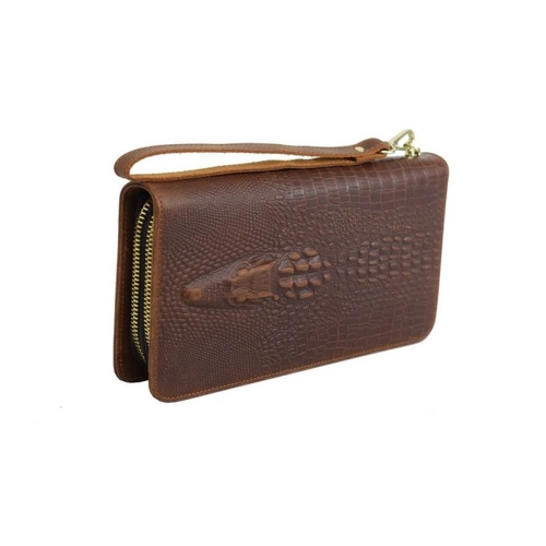 Bild von ROOGU Miami * Clutch Geldbörse Rindsleder Tasche Prägung Alligator Krokodil Handmade