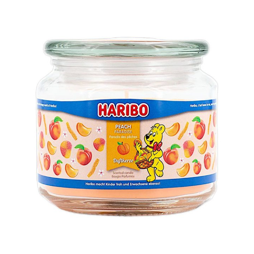 Bild von Haribo Duftkerze Peach Paradise 300g – Verführerisches Dufterlebnis für jeden Raum