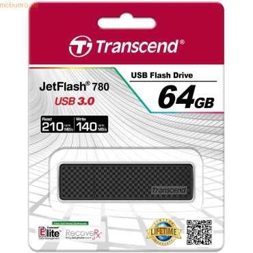 Bild von Transcend JetFlash elite 64GB, ts64gjf780, 64 GB, USB Typ-A, 3.2 Gen 1 3.1 Gen 1, 400 MB/s, Kappe, Schwarz