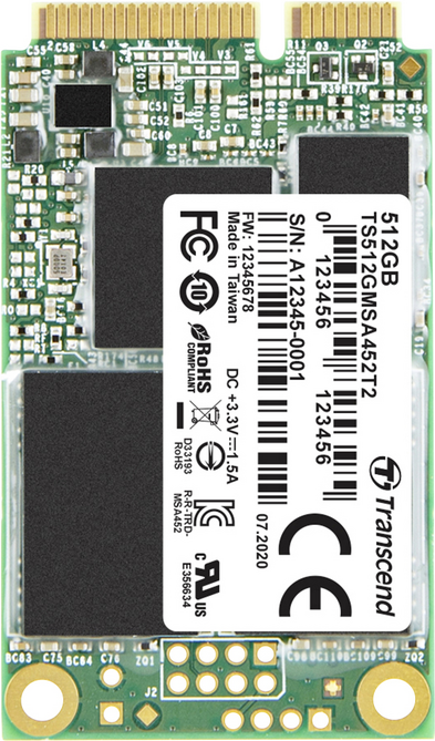 Bild von Transcend MSA452T2 512GB Interne mSATA SSD SATA 6 Gb/s Industrial TS512GMSA452T2