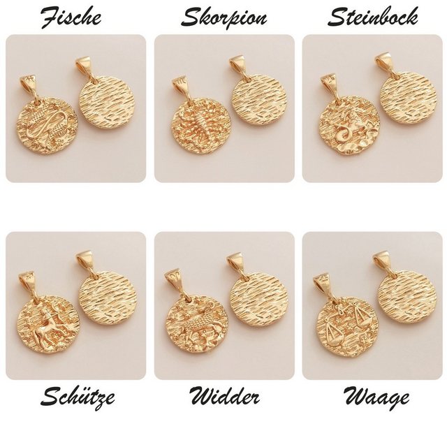 Bild von GOLDEN Kette mit Anhänger Personalisierte Halskette Geburtsstein mit Sternzeichen Anhänger