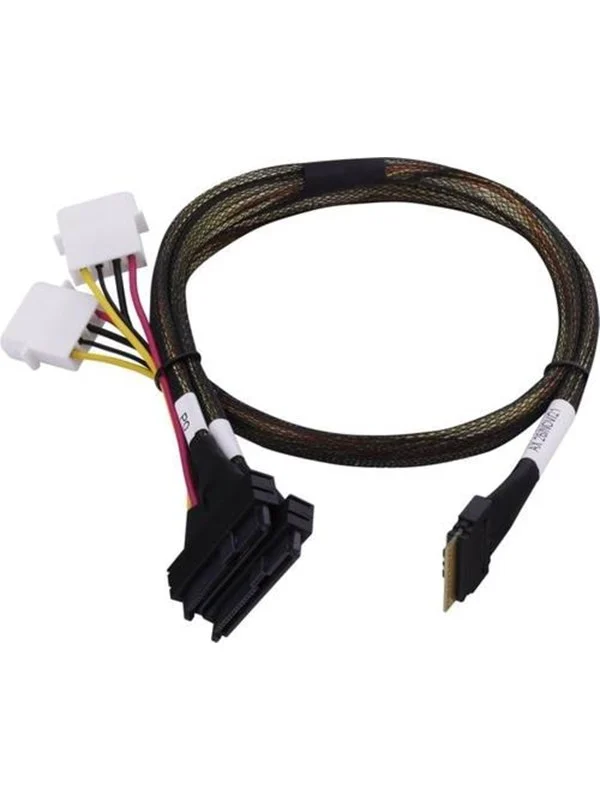 Bild von 0.80m Microchip SAS Verbindungskabel SlimSASx8 SFF-8654 auf 2SFF-8639x4 Schwarz