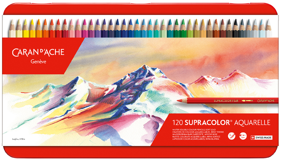 Bild von CARAN D'ACHE Buntstifte SUPRACOLOR, 120er Metalletui wasservermalbarer Künstleraquarellstift, weiche Mine, - 1 Stück (3888.420)