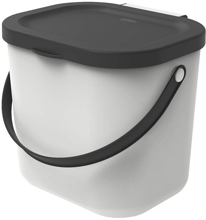 Bild von Rotho Albula Biomülleimer 6l mit Deckel und Henkel für die Küche, Kunststoff (PP) BPA-frei, dunkelgrün/anthrazit, 6l (23,5 x 20,0 x 20,8 cm)