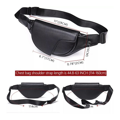 Bild von YUBRO-STUDIO Messenger Bag Herren Leder Brusttasche mit Verstellbarem Gurt