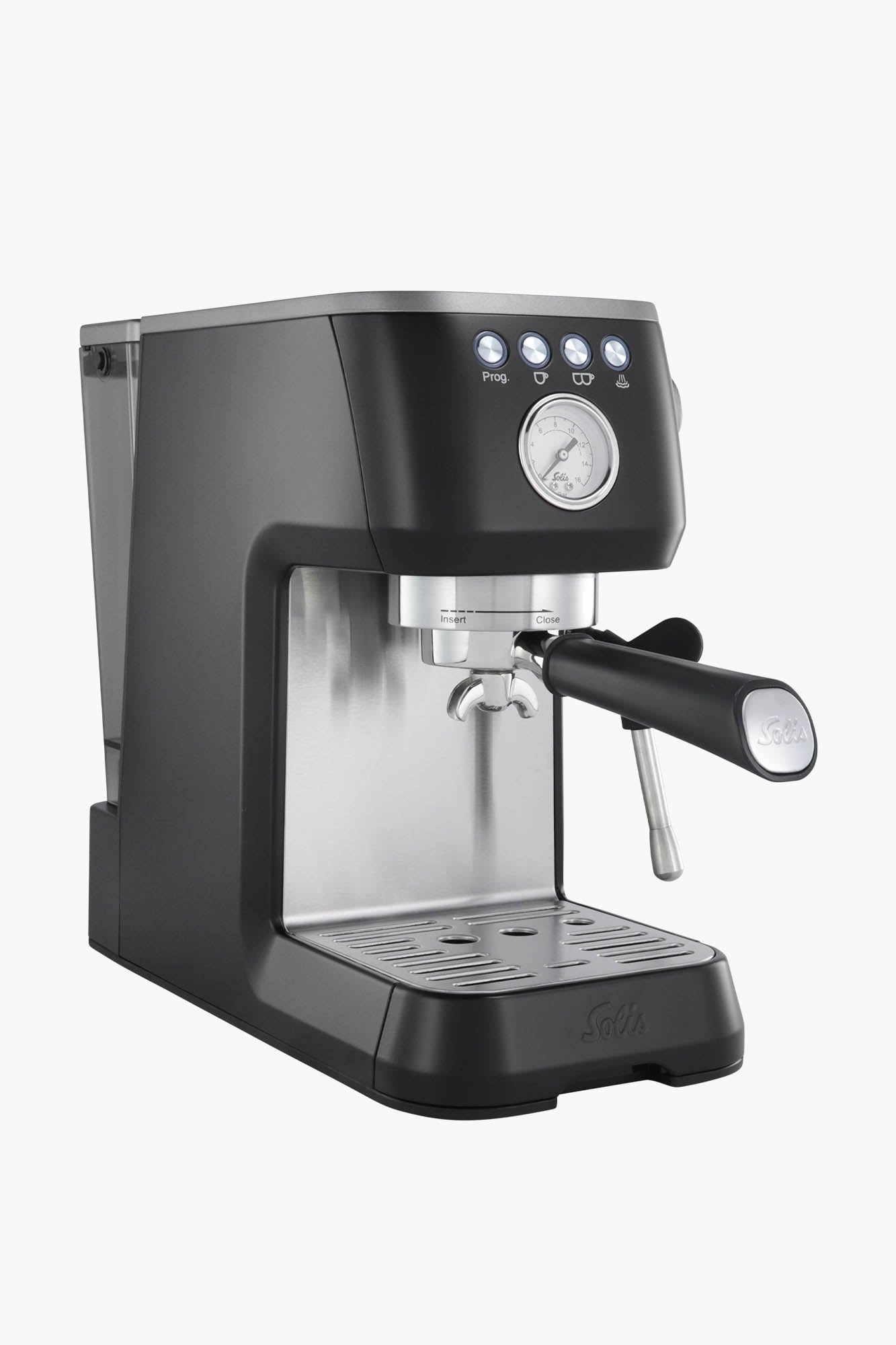 Bild von Solis Barista Perfetta Plus V2 Espressomaschine, Halbautomatische Kaffeemaschine mit Milchschäumer, Programmierbare Kaffeemaschine mit abnehmbaren Wassertank, Heißwasser- und Dampffunktion, Schwarz