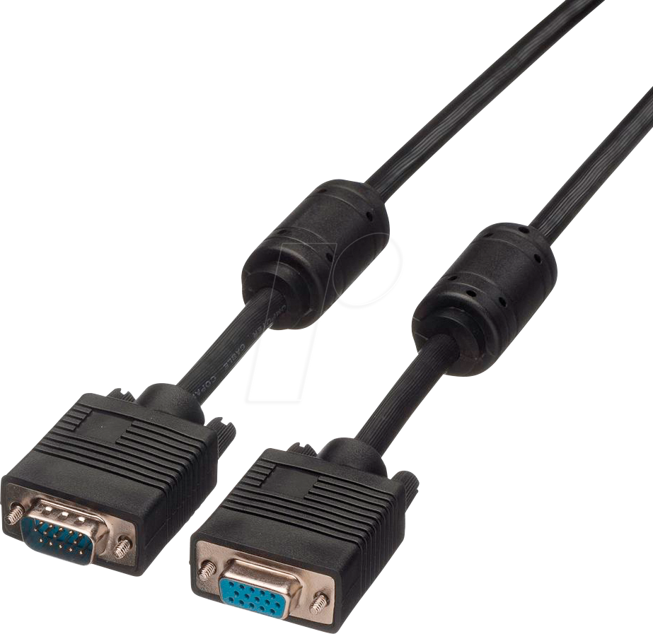 Bild von ROLINE SVGA-Kabel HD15 ST - BU mit Ferritkern Video-Kabel, HD D-Sub 15-polig (HD-15), VGA Männlich (Stecker), HD D-Sub 15-polig (HD-15), VGA Weiblich (Buchse) (2000.0 cm)