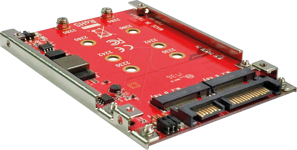 Bild von ROLINE PC-Gehäuse M.2 zu SATA III SSD H/W Adapter, 2x M.2 NGFF SSD, Boot- und RAID-fähig