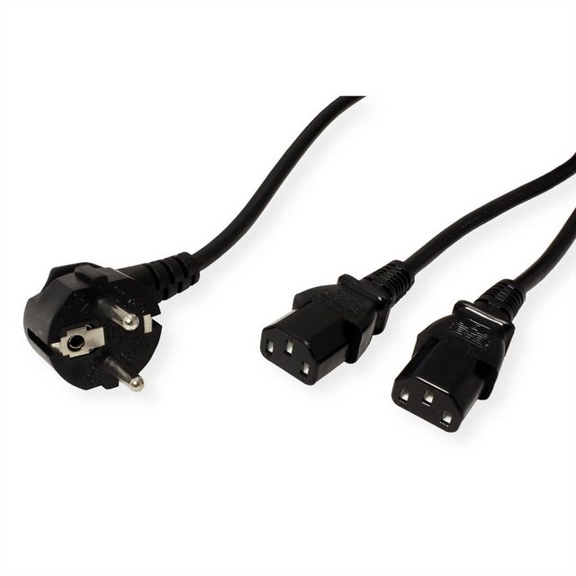 Bild von VALUE Y-Netzanschlusskabel Stromkabel, Schutzkontakt, CEE 7/7, Typ-E/F Männlich (Stecker), IEC320 C13, Kaltgeräte, 10A Weiblich (Buchse) (200.0 cm)