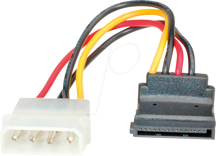 Bild von ROLINE Adapterkabel 4 pol. HDD / SATA, abgewinkelt Computer-Kabel, Molex 4-pin (BIG) Männlich (Stecker), SATA 15-polig (Power) Männlich (Stecker) (10.0 cm)