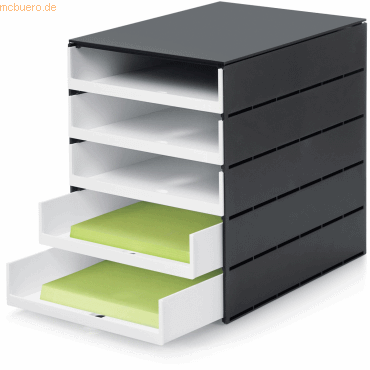Bild von Styro Schubladenbox styroval Pro 5 Schubladen offen schwarz/weiß
