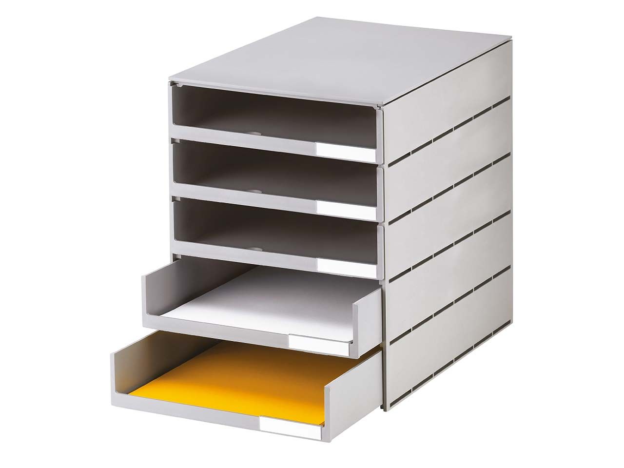 Bild von styro® Schubladenbox Styroval Pro, 5 Schubladen, offen, DIN C4, Polystyrol, öko-grau