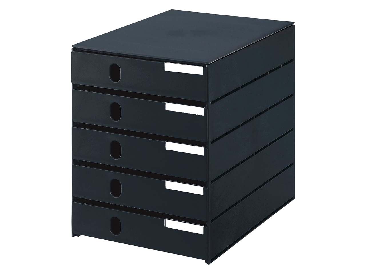 Bild von styro® Schubladenbox Styroval, 5 Schübe geschlossen, DIN C4, Polystyrol, schwarz