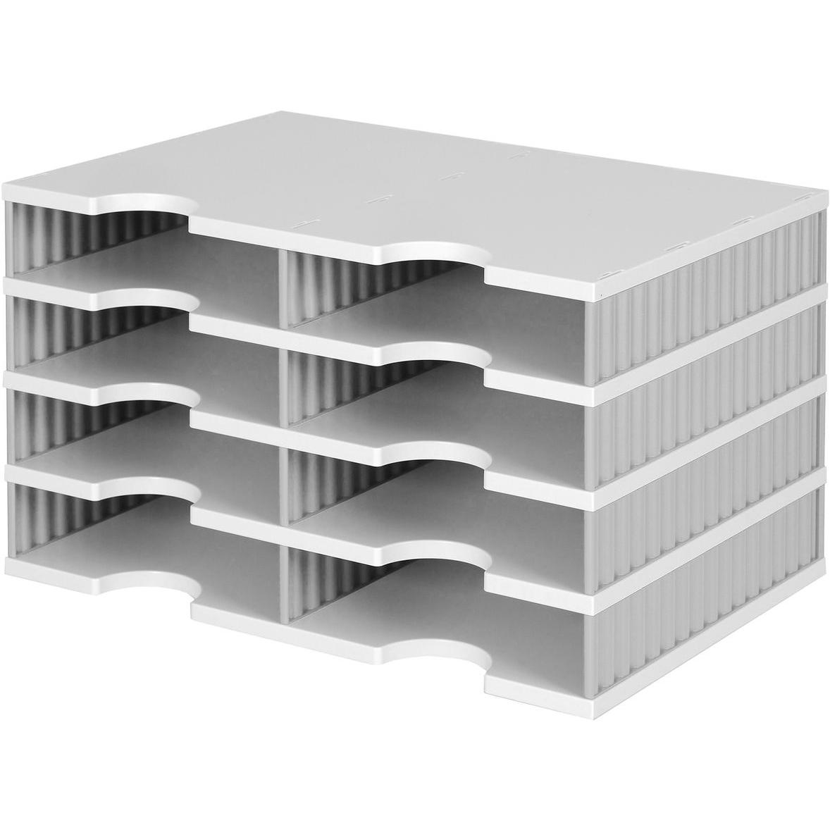 Bild von styro® Sortierstation styrodoc Standard, DIN C4, 4 Etagen/2-reihig/8 Fächer, grau/grau